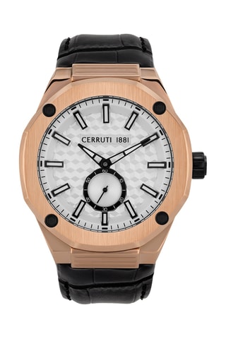 Reloj de cuarzo de piel - Negro y rosa dorado