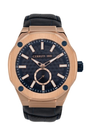 Reloj de cuarzo de piel - Negro y rosa dorado