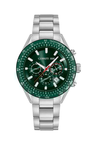 Reloj de cuarzo de acero Vedelago - Taquímetro - Plateado y verde oscuro