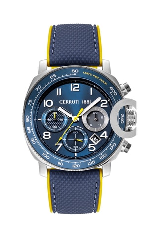 Reloj de cuarzo de acero Positano - Azul y plateado