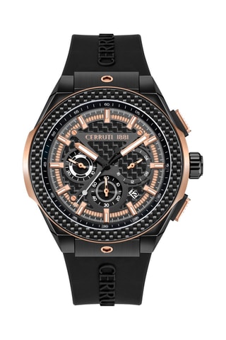 Reloj de cuarzo de silicona Ruscello - Cronógrafo - Negro y rosa dorado