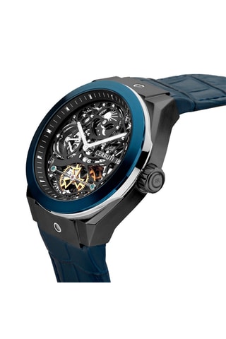 Reloj automático de piel Ruscello - Azul y negro