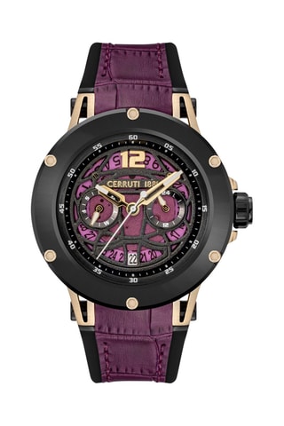Reloj de cuarzo de acero Velletri - Violeta y negro