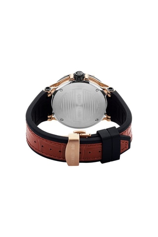 Reloj de cuarzo de silicona y piel Valletri - Burdeos y negro