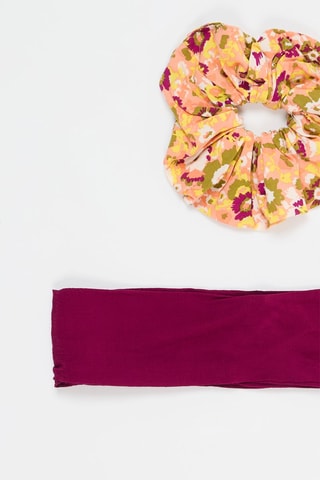 Chouchou et bandeau - Saumon et bordeaux