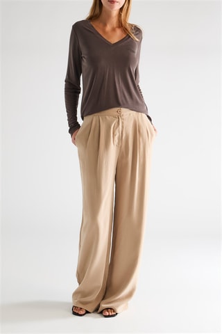 Pantalon taille haute - Camel