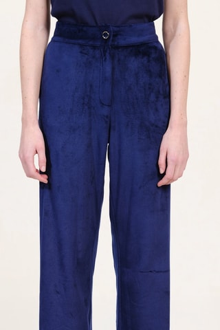 Pantalon en velours taille haute - Bleu marine