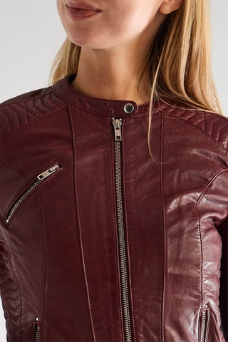 Veste en cuir d’agneau - Bordeaux