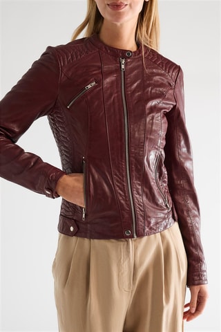 Veste en cuir d’agneau - Bordeaux