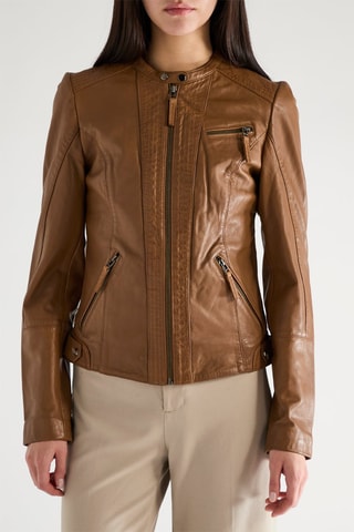 Veste en cuir d’agneau - Marron foncé