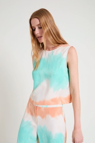 Top dip and dye - Turquoise et blanc