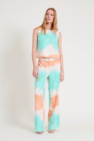Top dip and dye - Turquoise et blanc