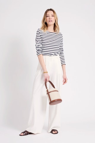 Top - Ecru et bleu marine