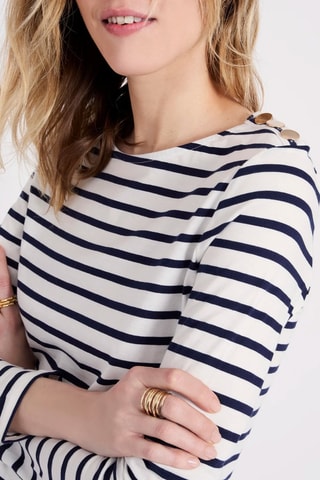 Top - Ecru et bleu marine