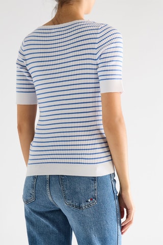 Top - Ecru et bleu cobalt