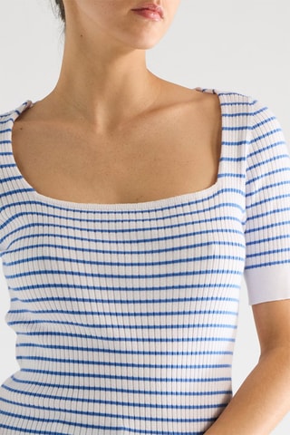 Top - Ecru et bleu cobalt