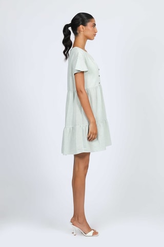 Robe trapèze - Vert clair et blanc