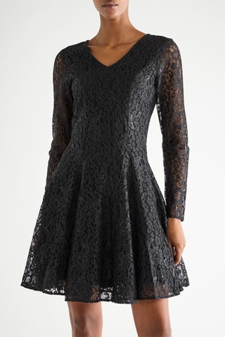 Robe patineuse en dentelle - Noir