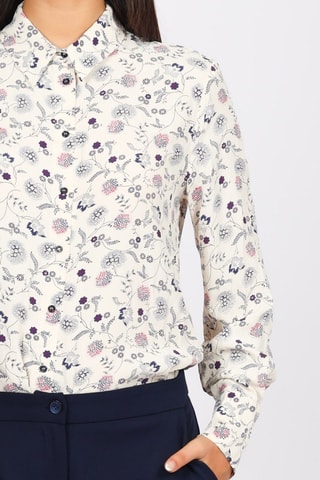 Chemisier - Ecru et bleu marine