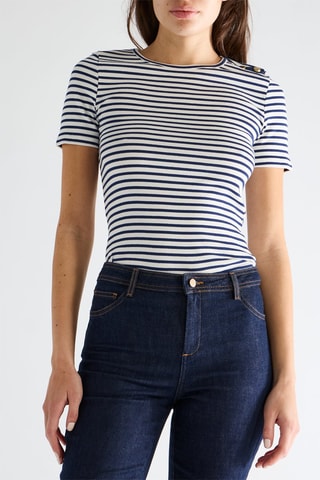 T-shirt - Ecru et bleu marine