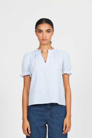 Blouse - Blanc et bleu clair