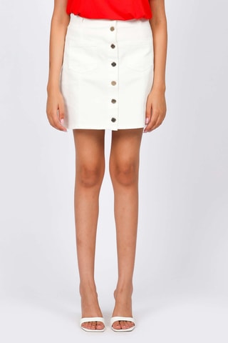 Jupe droite en jean - Blanc