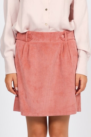 Jupe droite en velours taille haute - Corail