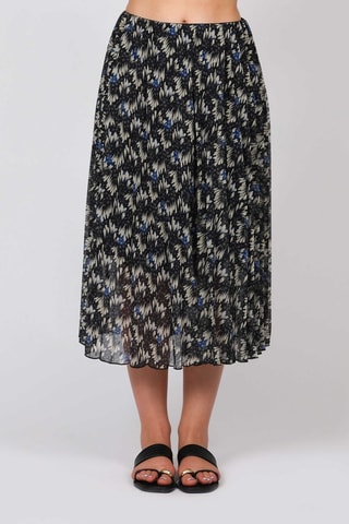 Jupe midi - Noir et bleu cobalt