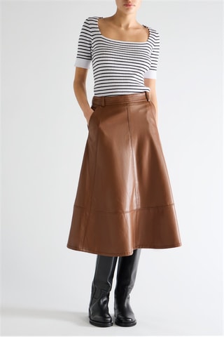Jupe midi taille haute - Marron foncé