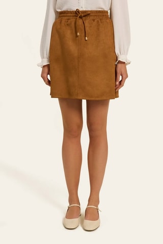 Jupe droite en velours - Marron clair