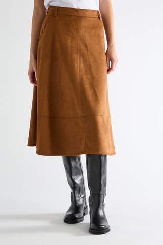 Jupe midi en velours taille haute - Camel