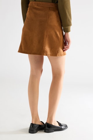 Minijupe en velours taille haute - Camel