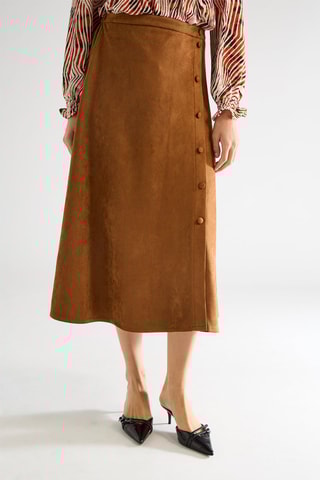 Jupe midi taille haute - Marron clair