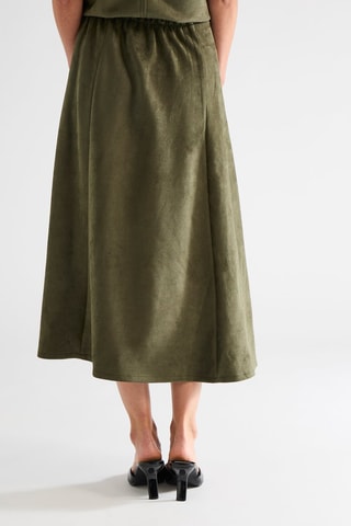 Jupe midi en velours taille haute - Kaki