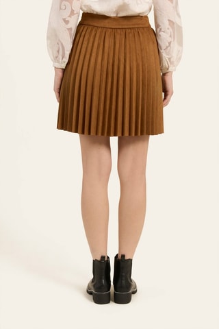 Jupe plissée en velours - Marron