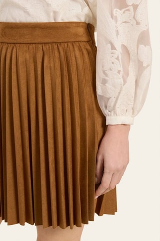 Jupe plissée en velours - Marron