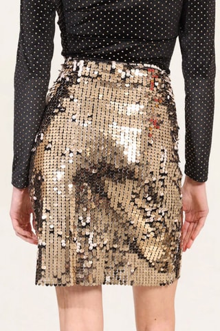 Jupe droite taille haute - Doré