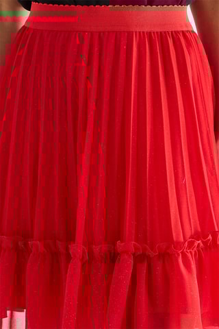 Jupe plissée taille haute - Rouge