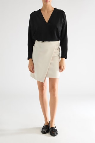 Jupe portefeuille taille haute - Gris