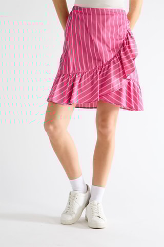 Jupe portefeuille taille haute - Rose et vert