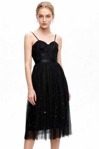 Robe midi en dentelle - Noir