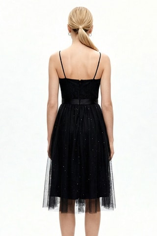 Robe midi en dentelle - Noir