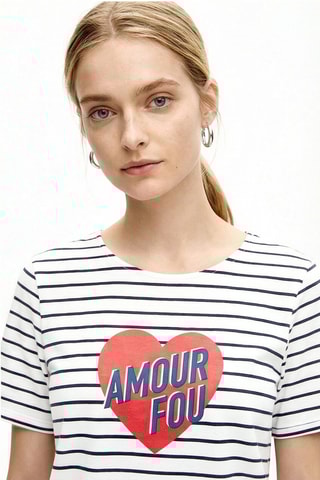 T-shirt - Ecru et bleu marine