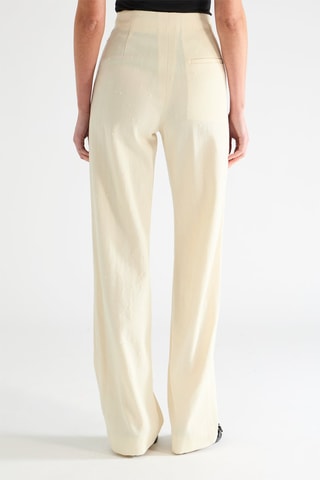 Pantalón de lana virgen de tiro alto - Marfil