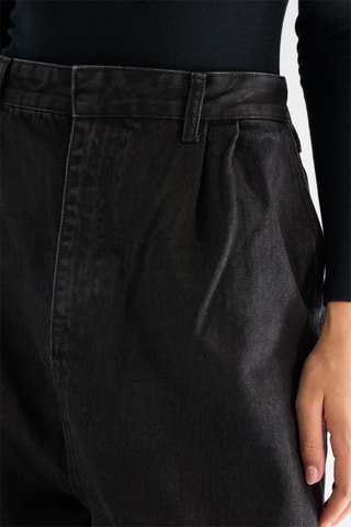 Vaquero tapered de tiro alto de algodón orgánico - Negro