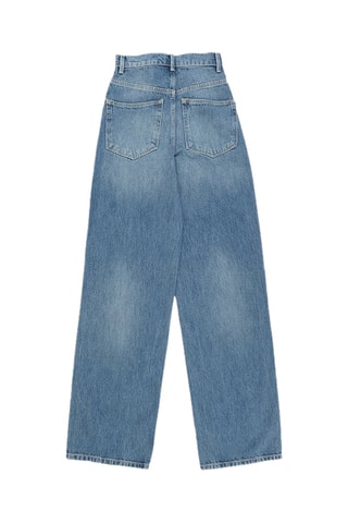 Vaquero wide leg de algodón orgánico de tiro alto - Azul