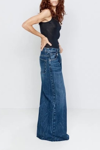 Vaquero flare de algodón orgánico - Azul oscuro