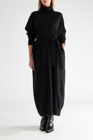 Vestido jersey de cachemir y lana merino - Negro