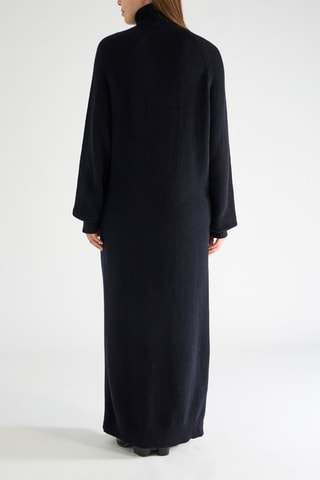 Vestido jersey de cachemir y lana - Azul marino