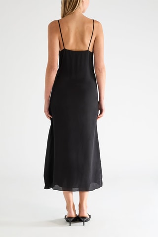 Vestido midi de seda - Negro
